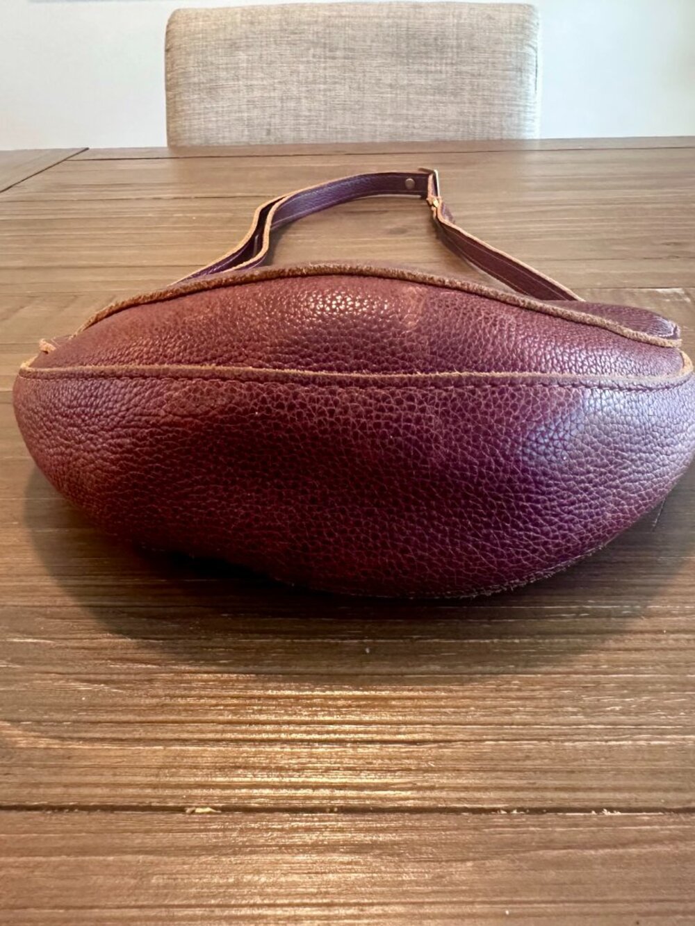 Portland Leather Goods Half Moon Crossbody Burgundy Full Grain Leather Bag - Picture 2 of 10